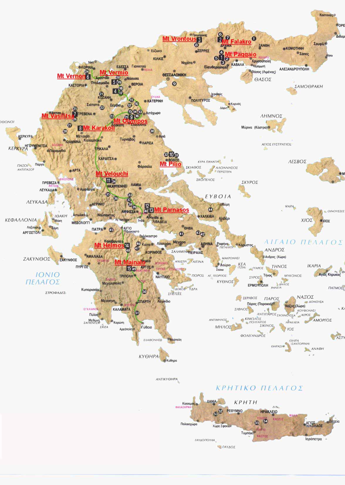 Mountains In Greece Map